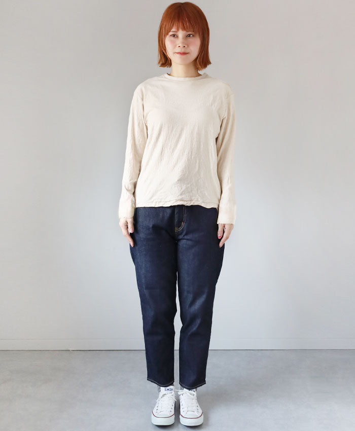 手染メ屋 吊り編み天竺 オーガニックコットン Tシャツ 長袖 染め無し 生成 メンズ・レディース [OL-KIN]