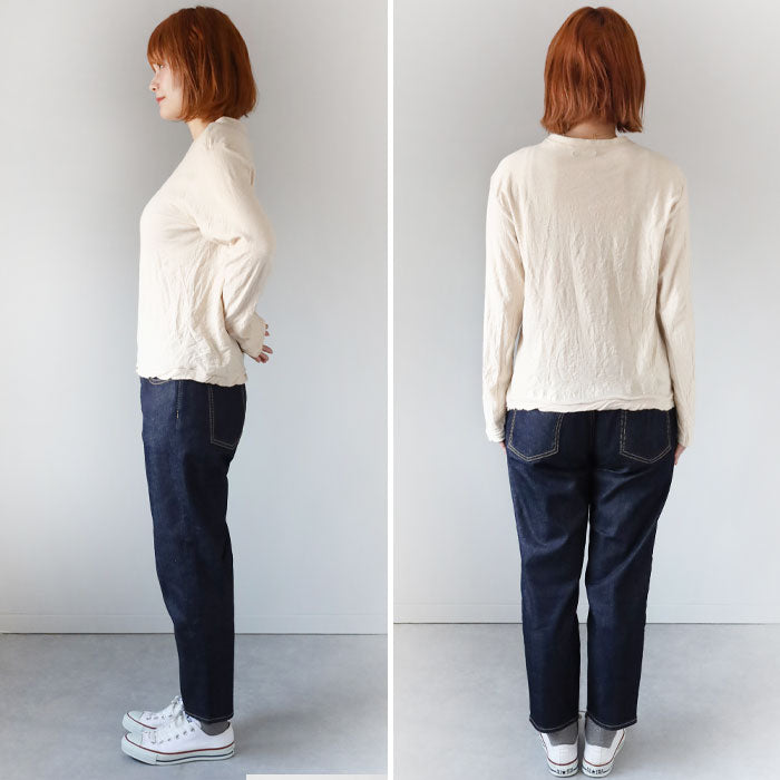 手染メ屋 吊り編み天竺 オーガニックコットン Tシャツ 長袖 染め無し 生成 メンズ・レディース [OL-KIN]