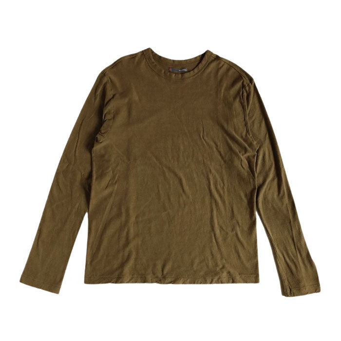 手染メ屋 手染め色無地 吊り編み天竺 オーガニックコットンTシャツ 長袖 “海松色”（みるいろ） メンズ・レディース [OL-MIRU]