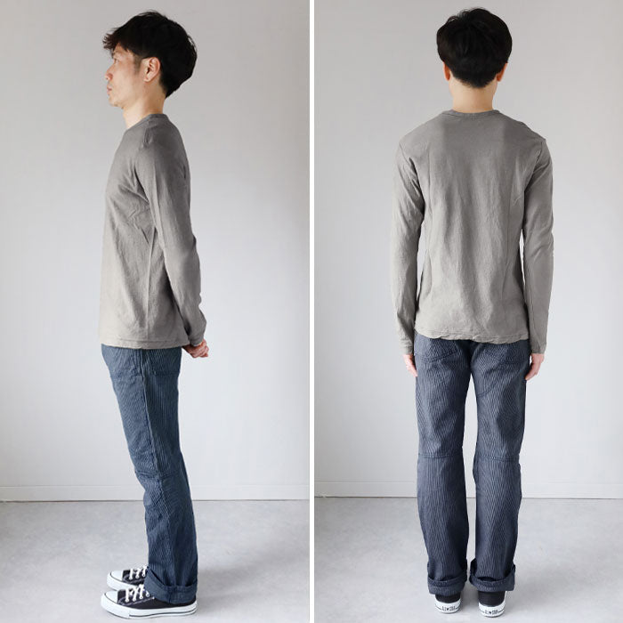 Hand-dyed Meya Hand-dyed color plain Loop knit organic cotton T-shirt long sleeve “dark color” (Nibiiro) Mens Womens [OL-NIB]