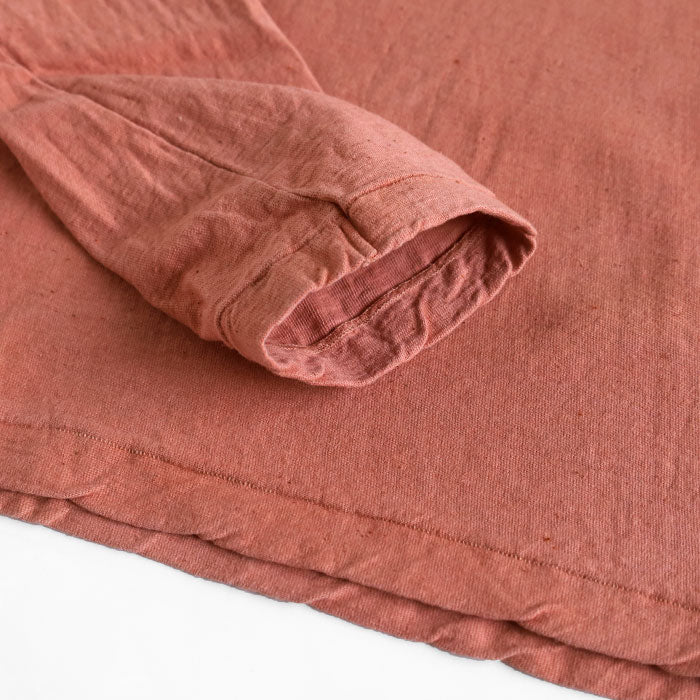 Hand-dyed Meya Hand-dyed color solid looped cotton sheeting organic cotton T-shirt long sleeve "red" (Niiro) men's and women's [OL-NII]