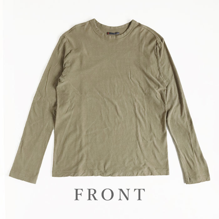 手染メ屋　天然染め 吊り編み天竺 オーガニックコットンTシャツ 長袖　“老竹色(おいたけいろ)” メンズ・レディース[OL-OIT] 無地 ロンT トップス 綿100％