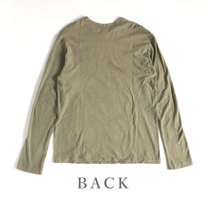 手染メ屋　天然染め 吊り編み天竺 オーガニックコットンTシャツ 長袖　“老竹色(おいたけいろ)” メンズ・レディース[OL-OIT] 無地 ロンT トップス 綿100％