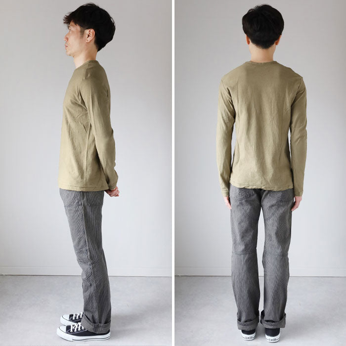 Hand Dyed Meya Hand Dyed Plain Loop-knit Tenjiku Organic Cotton T-shirt Long Sleeve "Oitake Color" Men's / Women's [OL-OIT]