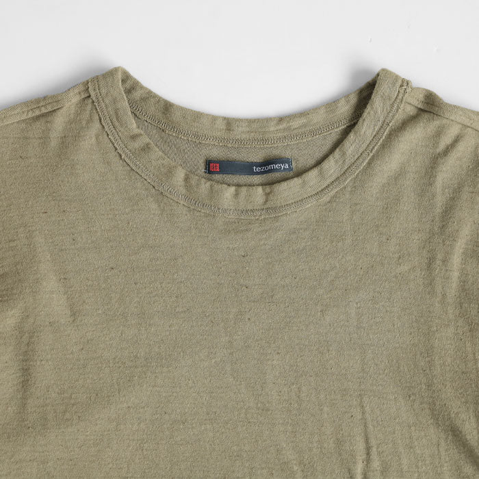 手染メ屋　天然染め 吊り編み天竺 オーガニックコットンTシャツ 長袖　“老竹色(おいたけいろ)” メンズ・レディース[OL-OIT] 無地 ロンT トップス 綿100％