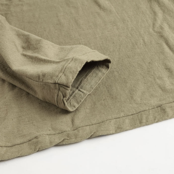 手染メ屋　天然染め 吊り編み天竺 オーガニックコットンTシャツ 長袖　“老竹色(おいたけいろ)” メンズ・レディース[OL-OIT] 無地 ロンT トップス 綿100％