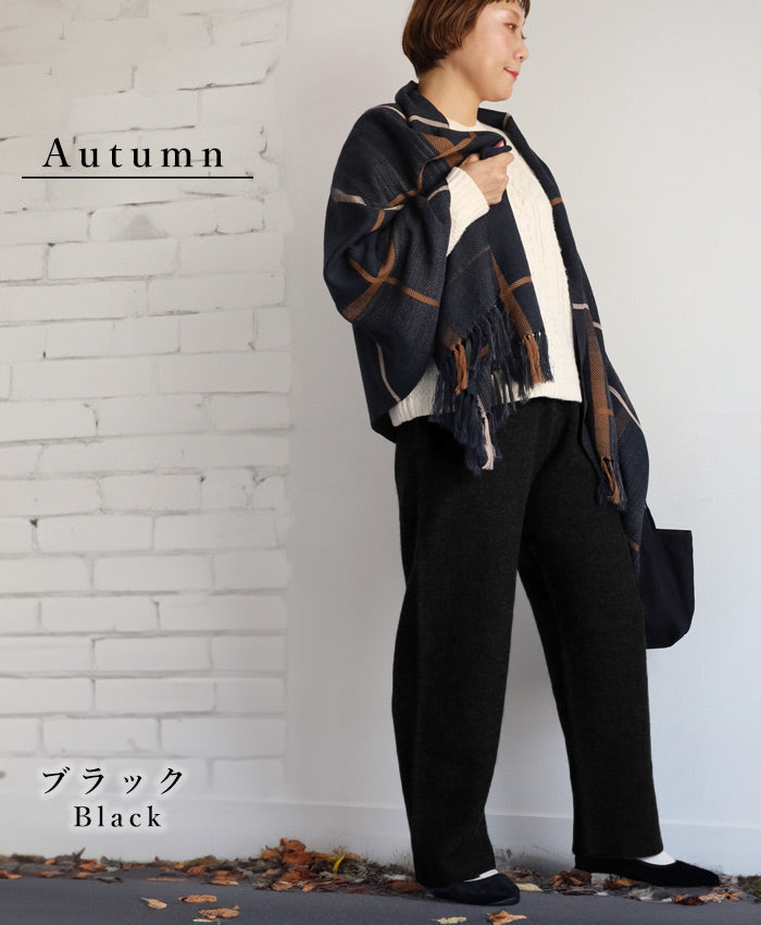 [2 Colors] SAIFUKU 226 "Tsutsumu" Abdominal-Wrapping Stretch Knit Pants with Integrated Belly Warmer, Wool Wide Type, One Size, Women's [ON-02-24002-00], Gosen City, Niigata Prefecture, Gosen Knit Brand