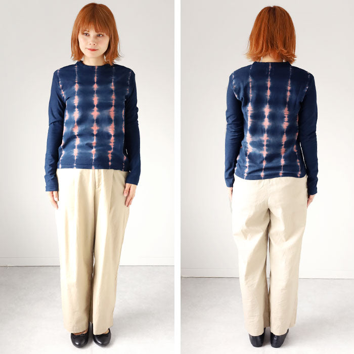 [6 colors] Hand-dyed Meya tie-dyed/tie-dyed hanging knit jersey organic cotton T-shirt short/long sleeve "Uroko" men/women [OT-SB08] 