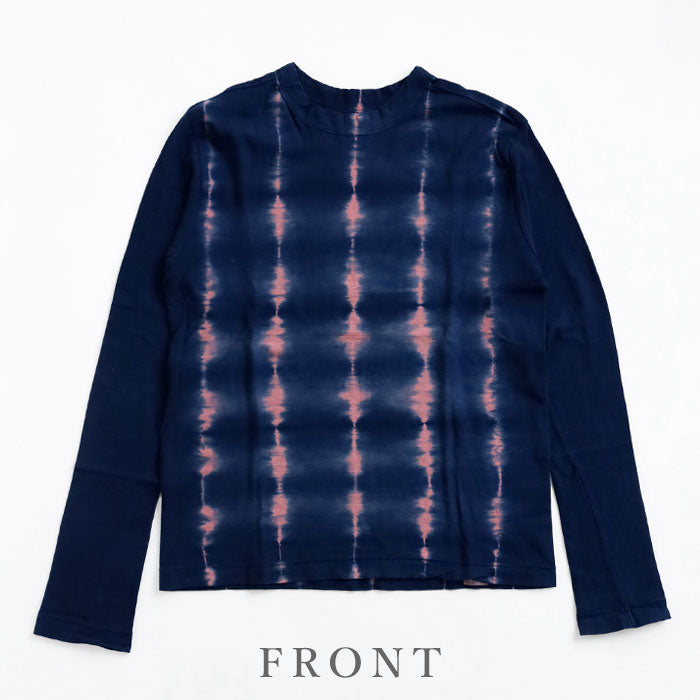 [6 colors] Hand-dyed Meya tie-dyed/tie-dyed hanging knit jersey organic cotton T-shirt short/long sleeve "Uroko" men/women [OT-SB08] 