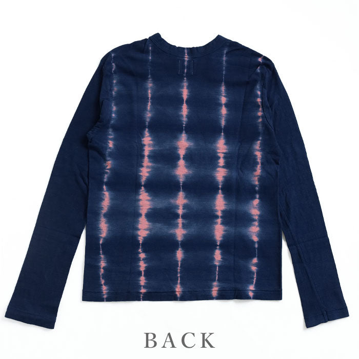 [6 colors] Hand-dyed Meya tie-dyed/tie-dyed hanging knit jersey organic cotton T-shirt short/long sleeve "Uroko" men/women [OT-SB08] 