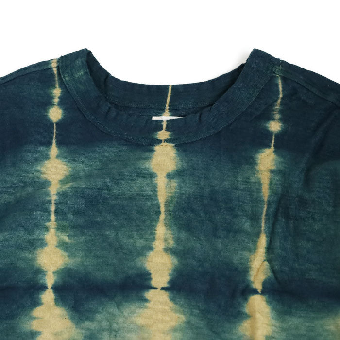 [6 colors] Hand-dyed Meya tie-dyed/tie-dyed hanging knit jersey organic cotton T-shirt short/long sleeve "Uroko" men/women [OT-SB08] 