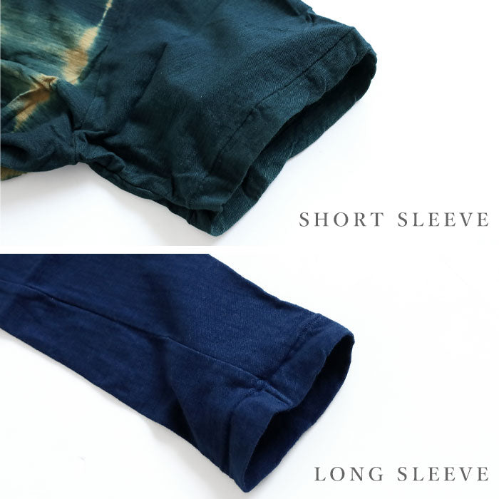 [6 colors] Hand-dyed Meya tie-dyed/tie-dyed hanging knit jersey organic cotton T-shirt short/long sleeve "Uroko" men/women [OT-SB08] 