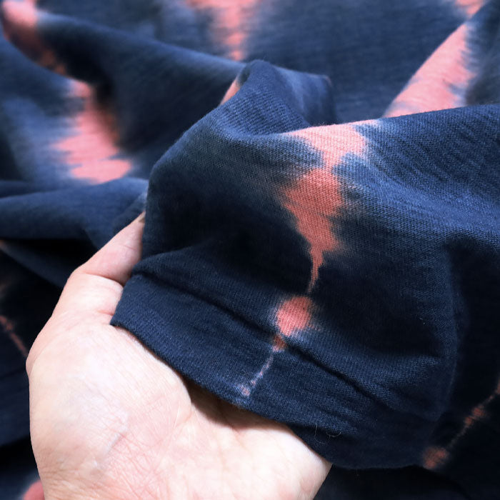 [6 colors] Hand-dyed Meya tie-dyed/tie-dyed hanging knit jersey organic cotton T-shirt short/long sleeve "Uroko" men/women [OT-SB08] 