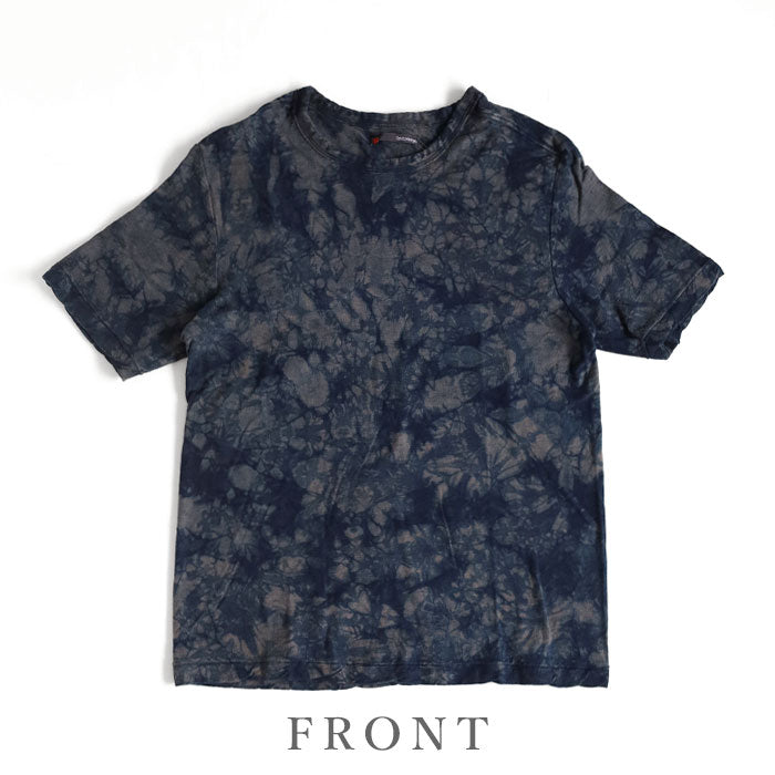 Hand-dyed Meya tie-dyed/tight-dyed hanging knit jersey organic cotton T-shirt short sleeve "Leaf" for men and women [OT-SB23] 