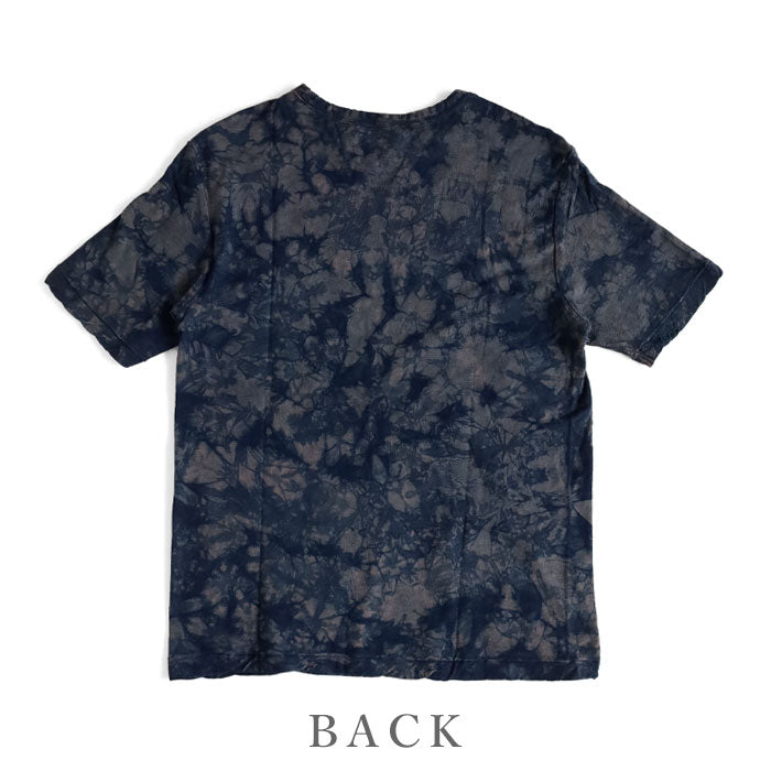 Hand-dyed Meya tie-dyed/tight-dyed hanging knit jersey organic cotton T-shirt short sleeve "Leaf" for men and women [OT-SB23] 