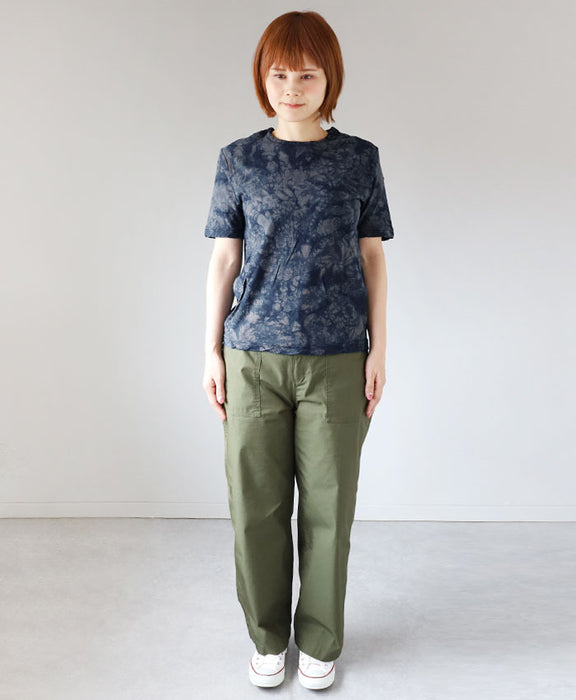 Hand-dyed Meya tie-dyed/tight-dyed hanging knit jersey organic cotton T-shirt short sleeve "Leaf" for men and women [OT-SB23] 