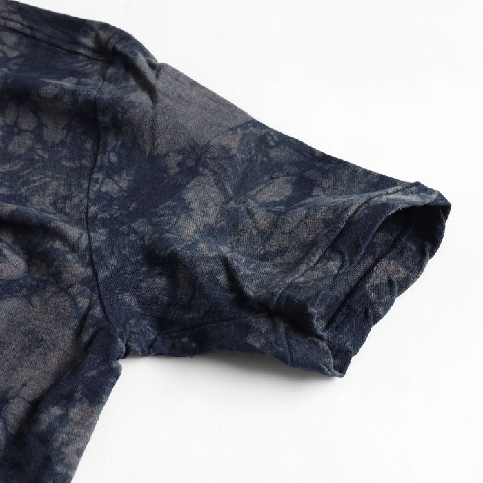 Hand-dyed Meya tie-dyed/tight-dyed hanging knit jersey organic cotton T-shirt short sleeve "Leaf" for men and women [OT-SB23] 