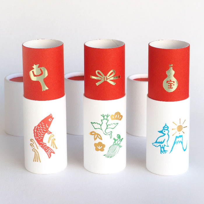 [3 pieces] Taisei Shiki Seisakusho Cylindrical Pochibukuro POCHI-PON (Pochipon) Monohogi [POCHIP-MONOHOGI] New Year's Gift Celebration Japanese Pattern Cute Pochibukuro