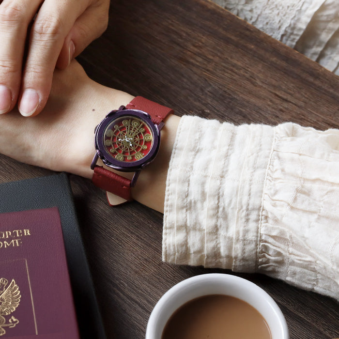 DEDEGUMO(デデグモ) 手作り 腕時計 観覧車 レッド メンズ レディース [Q31-2-RD] 京都 ハンドメイド ウォッチ ブランド