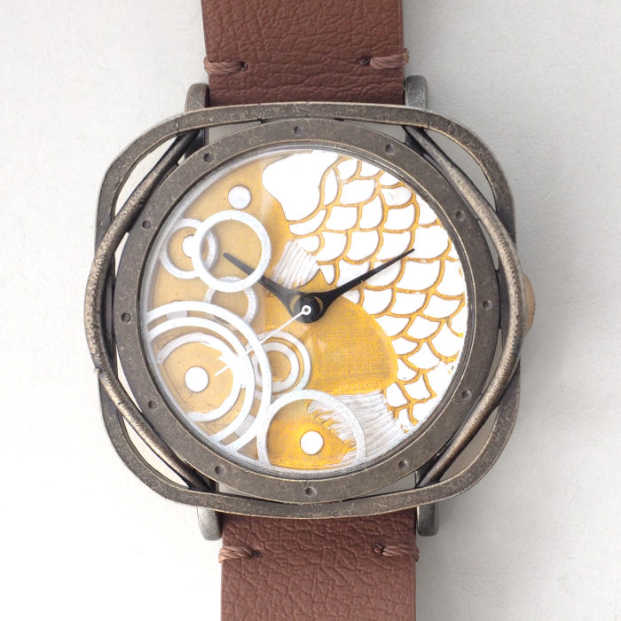 DEDEGUMO(デデグモ) 手作り 腕時計 鯉と波紋 ゴールド メンズ レディース [Q41-1-GD] 京都 ハンドメイド ウォッチ ブランド