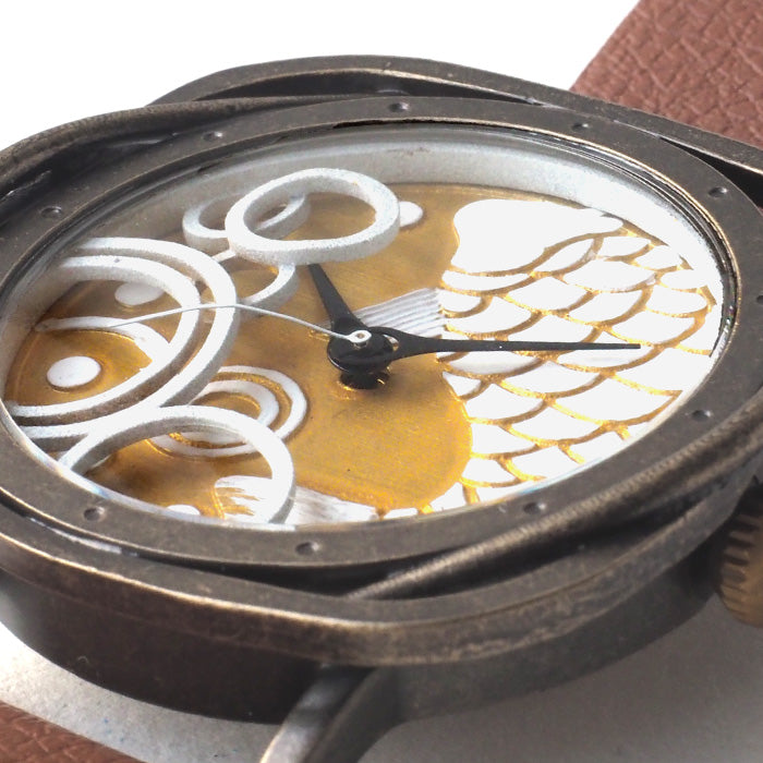 DEDEGUMO Handmade Watch - Carp and Ripples, Gold - Men's &amp; Women's [Q41-1-GD] - Kyoto Handmade Watch Brand