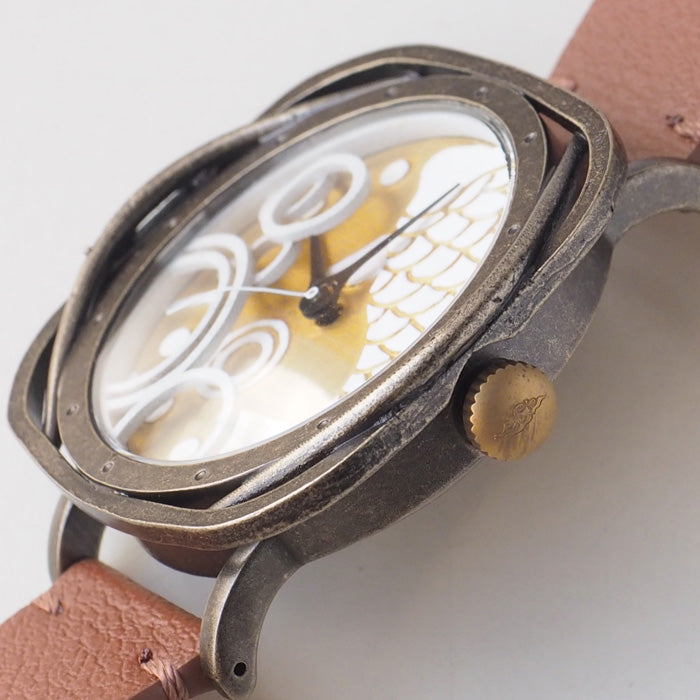 DEDEGUMO(デデグモ) 手作り 腕時計 鯉と波紋 ゴールド メンズ レディース [Q41-1-GD] 京都 ハンドメイド ウォッチ ブランド