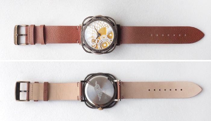 DEDEGUMO Handmade Watch - Carp and Ripples, Gold - Men's &amp; Women's [Q41-1-GD] - Kyoto Handmade Watch Brand