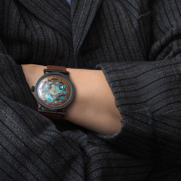 DEDEGUMO(デデグモ) 手作り 腕時計 水藻 ブルー メンズ レディース 男女兼用 [Q41-10-BL] 京都 ハンドメイド ウォッチ ブランド