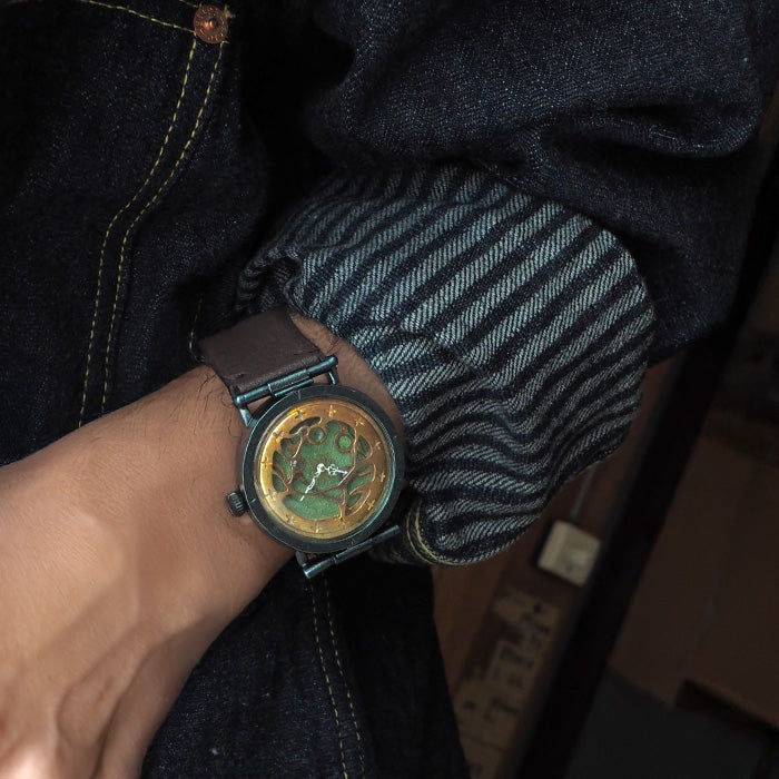 DEDEGUMO(デデグモ) 手作り 腕時計 水藻 グリーン メンズ レディース 男女兼用 [Q41-10-GR] 京都 ハンドメイド ウォッチ ブランド