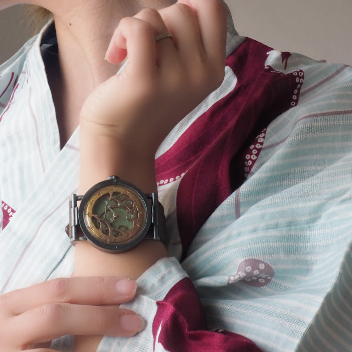 DEDEGUMO(デデグモ) 手作り 腕時計 水藻 グリーン メンズ レディース 男女兼用 [Q41-10-GR] 京都 ハンドメイド ウォッチ ブランド