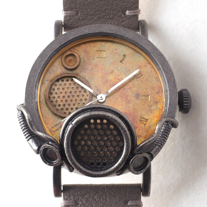 DEDEGUMO Handmade Watch Machine Gas Mask Brown Men's Women's [Q41-5-BR] Kyoto Handmade Watch Brand 