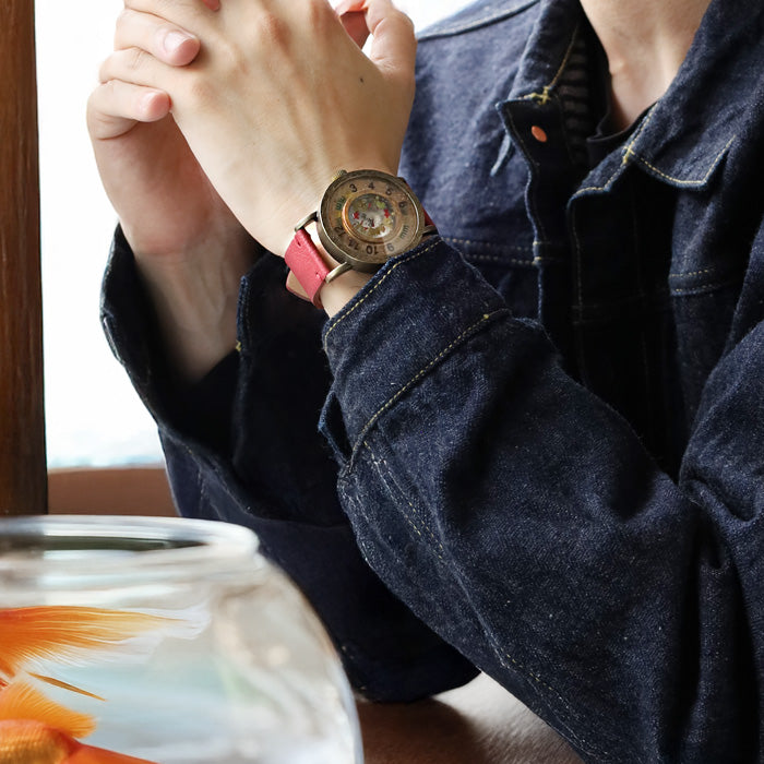 DEDEGUMO Handmade Watch with Goldfish Bowl for Women and Men [Q41-6] Kyoto Handmade Watch Brand 