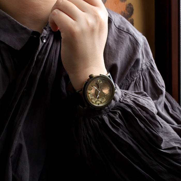 DEDEGUMO Handmade Watch Rev. Brown Men's Women's [Q41-7-BR] Kyoto Handmade Watch Brand