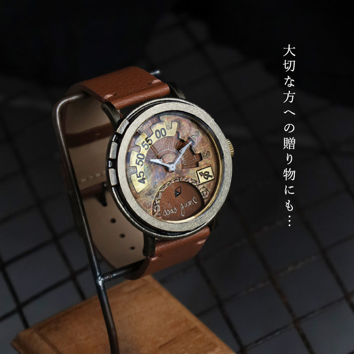 DEDEGUMO(デデグモ) 手作り 腕時計 Rev. ブラウン メンズ レディース [Q41-7-BR] 京都 ハンドメイド ウォッチ ブランド