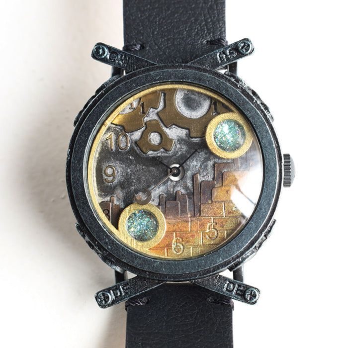 DEDEGUMO(デデグモ) 手作り 腕時計 スノードーム ブラック メンズ レディース [Q41-8-BK] 京都 ハンドメイド ウォッチ ブランド