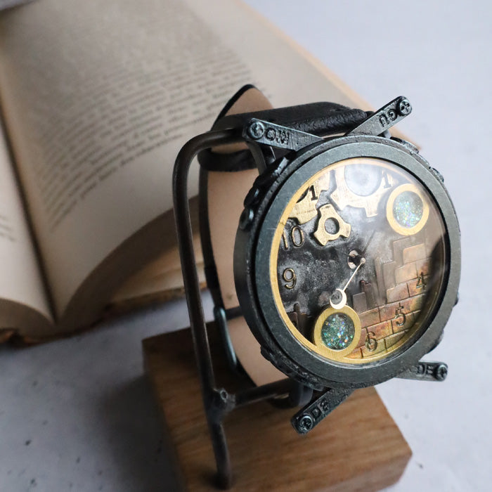 DEDEGUMO(デデグモ) 手作り 腕時計 スノードーム ブラック メンズ レディース [Q41-8-BK] 京都 ハンドメイド ウォッチ ブランド