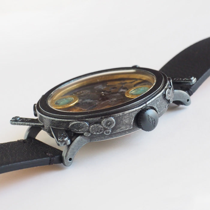 DEDEGUMO(デデグモ) 手作り 腕時計 スノードーム ブラック メンズ レディース [Q41-8-BK] 京都 ハンドメイド ウォッチ ブランド