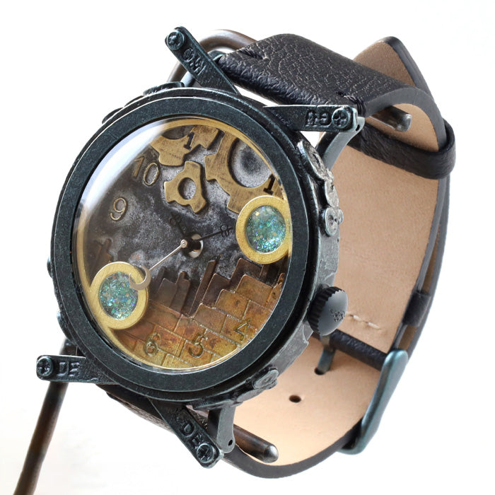 DEDEGUMO(デデグモ) 手作り 腕時計 スノードーム ブラック メンズ レディース [Q41-8-BK] 京都 ハンドメイド ウォッチ ブランド