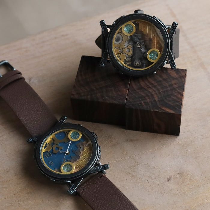 DEDEGUMO Handmade Watch Snow Globe Navy Men's Women's [Q41-8-NV] Kyoto Handmade Watch Brand 