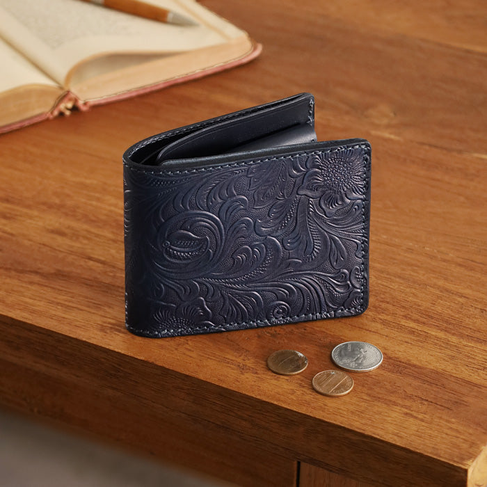 RE.ACT Yamato Aizome Bifold Wallet (With Coin Purse) Flower Women's Men's Genuine Leather [RA2021-006AI-FLO] 