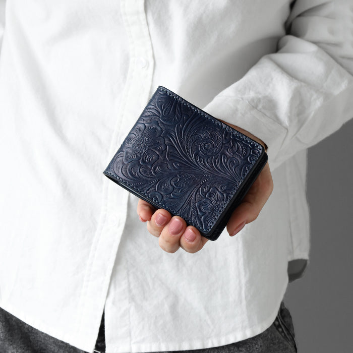 RE.ACT Yamato Aizome Bifold Wallet (With Coin Purse) Flower Women's Men's Genuine Leather [RA2021-006AI-FLO] 
