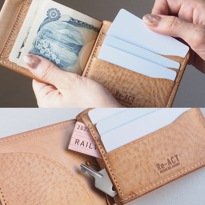 【4色】Re-ACT (リアクト) アラスカレザー 二つ折り マネークリップ 財布 [RA2203-003AK]メンズ レディース 本革 薄い コンパクト