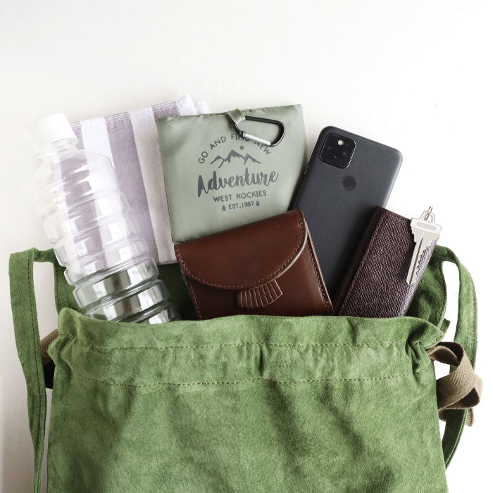 Re-ACT Pig Suede Red Cross Bag [RA2203-003PG] Sacoche Drawstring Shoulder Bag Handbag Apron 