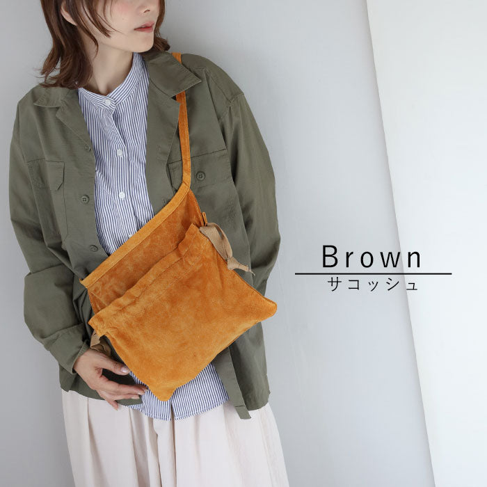 Re-ACT Pig Suede Red Cross Bag [RA2203-003PG] Sacoche Drawstring Shoulder Bag Handbag Apron 