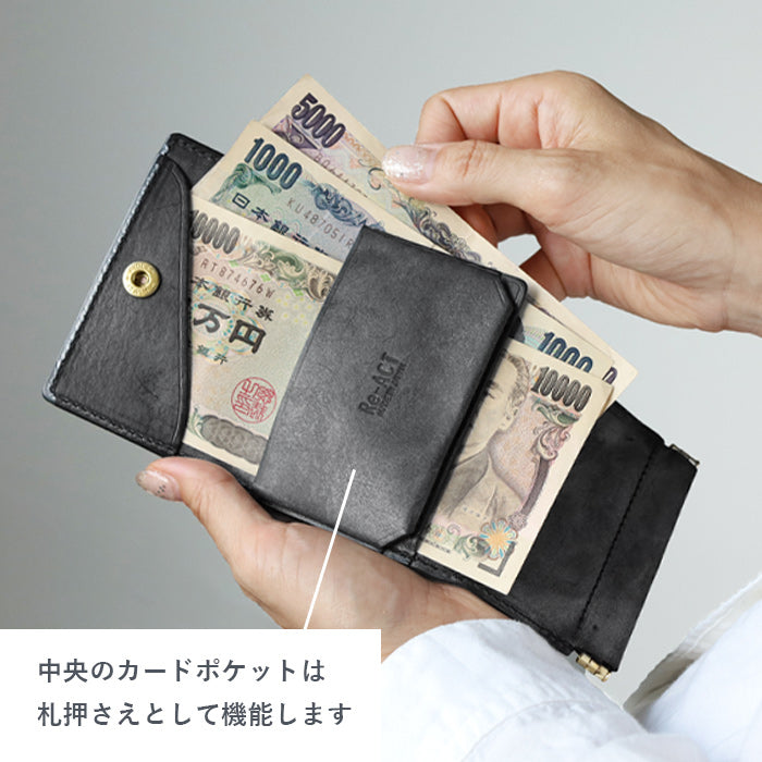 [3 colors] RE.ACT Alaska Leather Tri-fold Mini Wallet (with coin purse) for Women and Men [RA2203-004AK] 