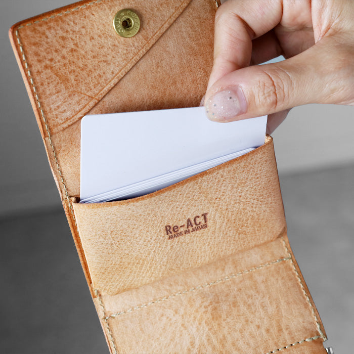 [3 colors] RE.ACT Alaska Leather Tri-fold Mini Wallet (with coin purse) for Women and Men [RA2203-004AK] 