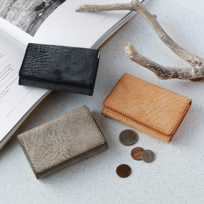 [Choose from 3 colors] RE.ACT Alaska leather tri-fold mini wallet (with coin purse) ladies men [RA2203-004AK] 