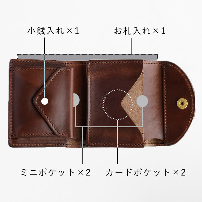 RE.ACT Chromexcel leather tri-fold mini wallet (with coin purse) ladies men [RA2303-002CX] 