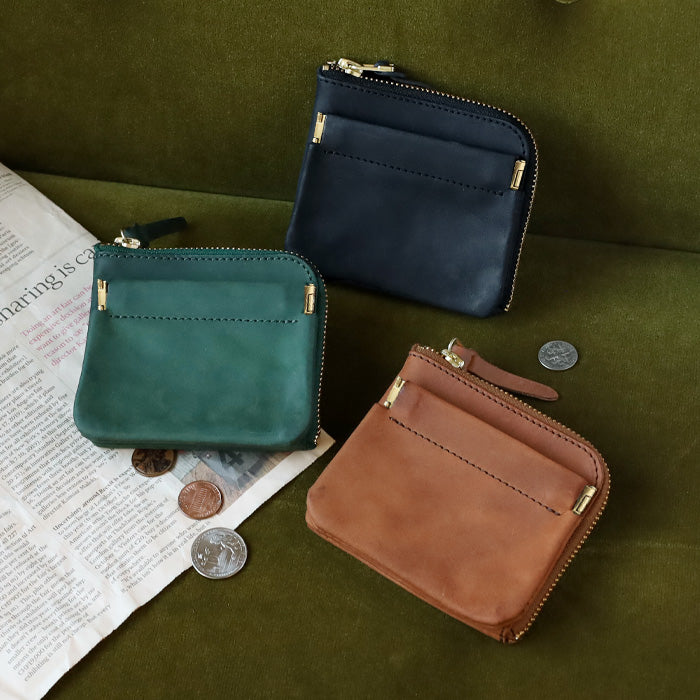 Re-ACT Texas Leather L-shaped Zipper Compact Wallet (with Coin Purse) for Men and Women [RA2403-001TX] Brand for Men and Women 