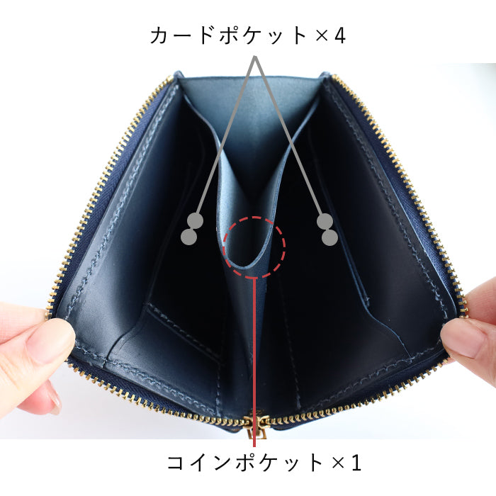 Re-ACT (リアクト) 大和藍染 L字 コンパクト スリム 財布 フラワー [RA2507-001-FL] 本藍染め 天然藍染 レザー 革財布 ブランド レディース メンズ 藍染レザー インディゴ染